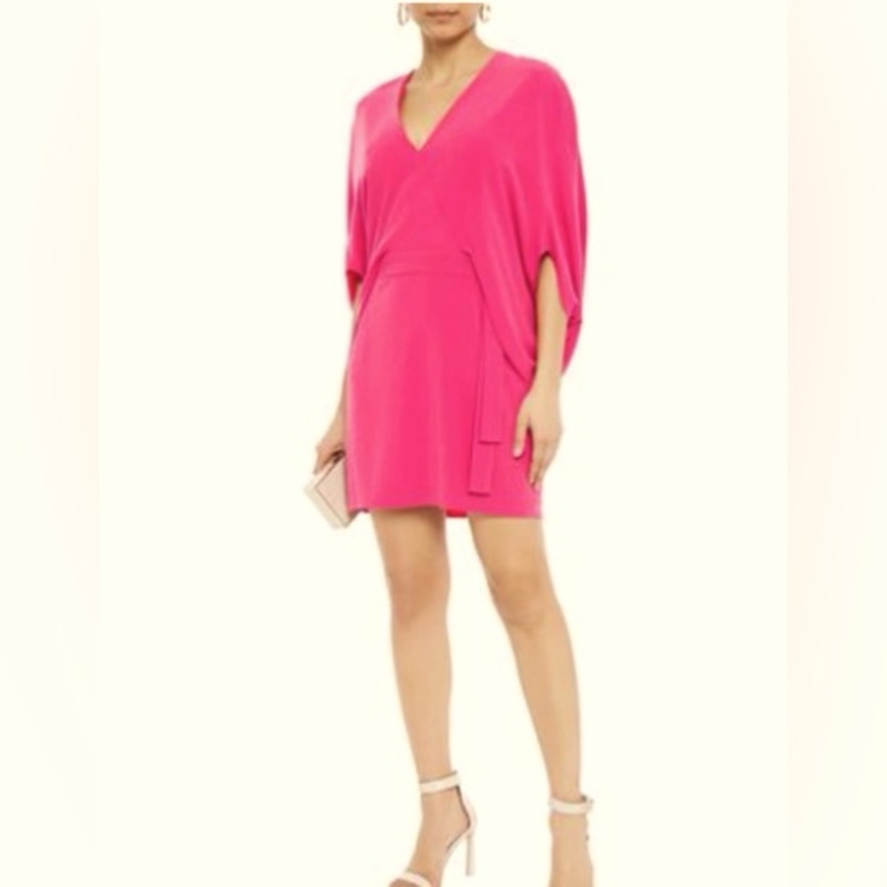 Halston V neck mini dress